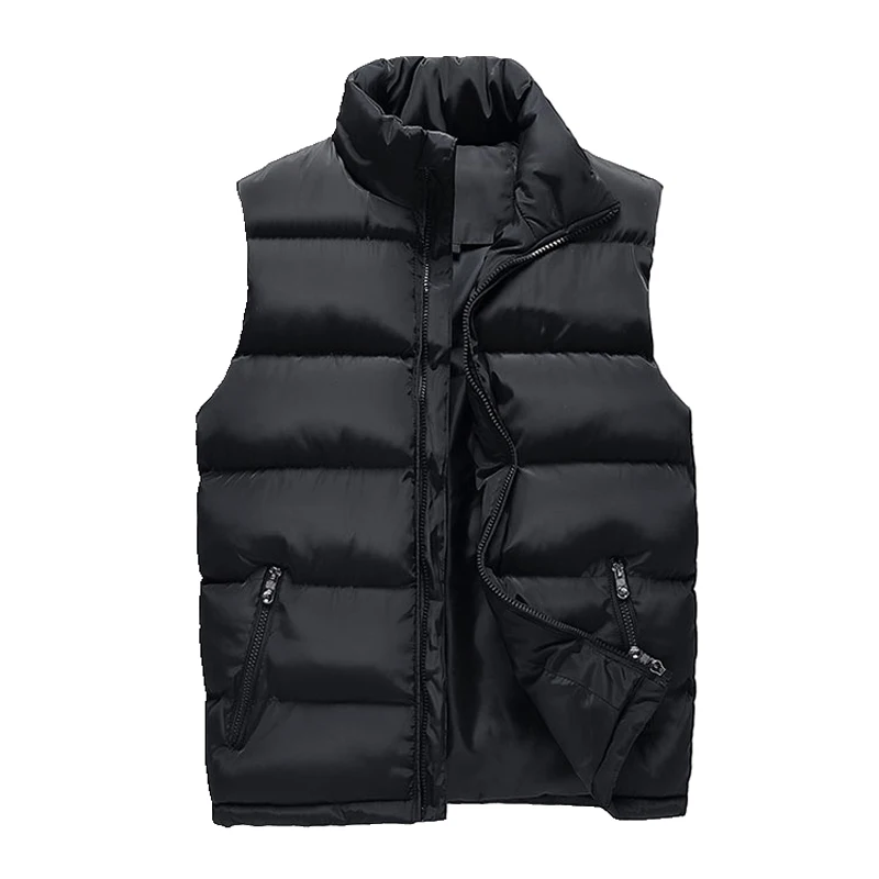 Мужской зимний жилет размера плюс, мужские пальто, повседневный жилет из хлопка, Мужской Дорожный жилет, ветровка, куртка без рукавов - Цвет: Black