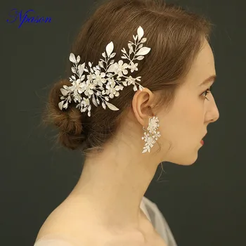 

Bridal Wedding Hair Jewelry Rhinestone Hair Combs Silver Hairpin Women Tiara Crystal Earrings Full Dress Luxury Ornaments J6246