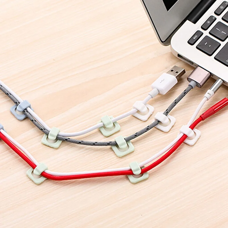 

18Pc Desk Wall Organiser Tie Fixer Organizer Line Adhesive Clamp Fixer Fastener Tidy Holder Cable Cord Wire Line Organizer Clips