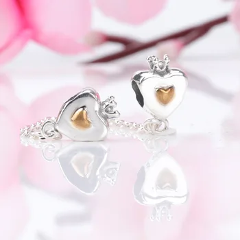 

Free Shipping Real 925 Sterling Silver Princess's Heart Fashion Security Chain Fit Pandora Women Bracelet & Necklace Diy Jewelry