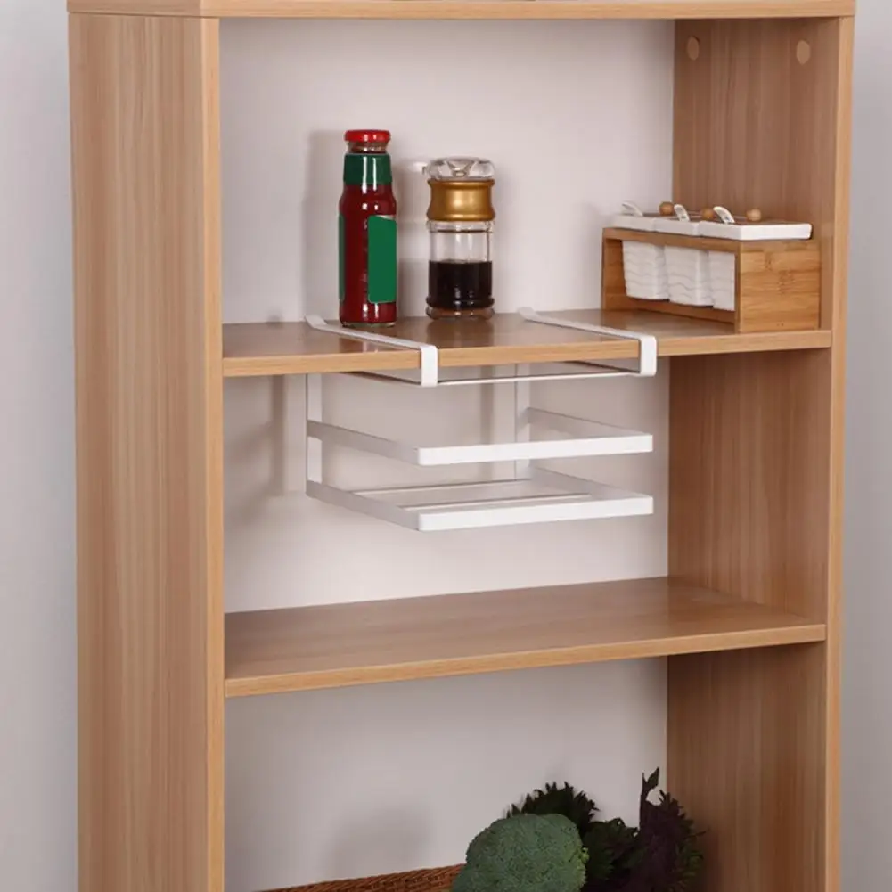 Kitchen Cabinet Under Shelf 6 Hooks Cup Mug Holder Kitchen Hanging Iron Storage Rack Closet Organizer Hooks Bedroom Kitchen