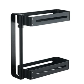 

Space Aluminum Kitchen Bathroom Storage Shelf Corner Rotation Rack Multifunction Wall Mounted Storage Rack Hardware Accessories(