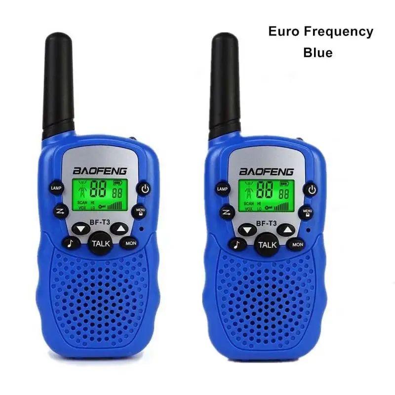 BLUE Euro 2 шт. Baofeng BF-T3 мини любительские рации радио для детей мини ручной T3 беспроводной двухстороннее радио детская игрушка Woki Toki - Цвет: BLUE Euro