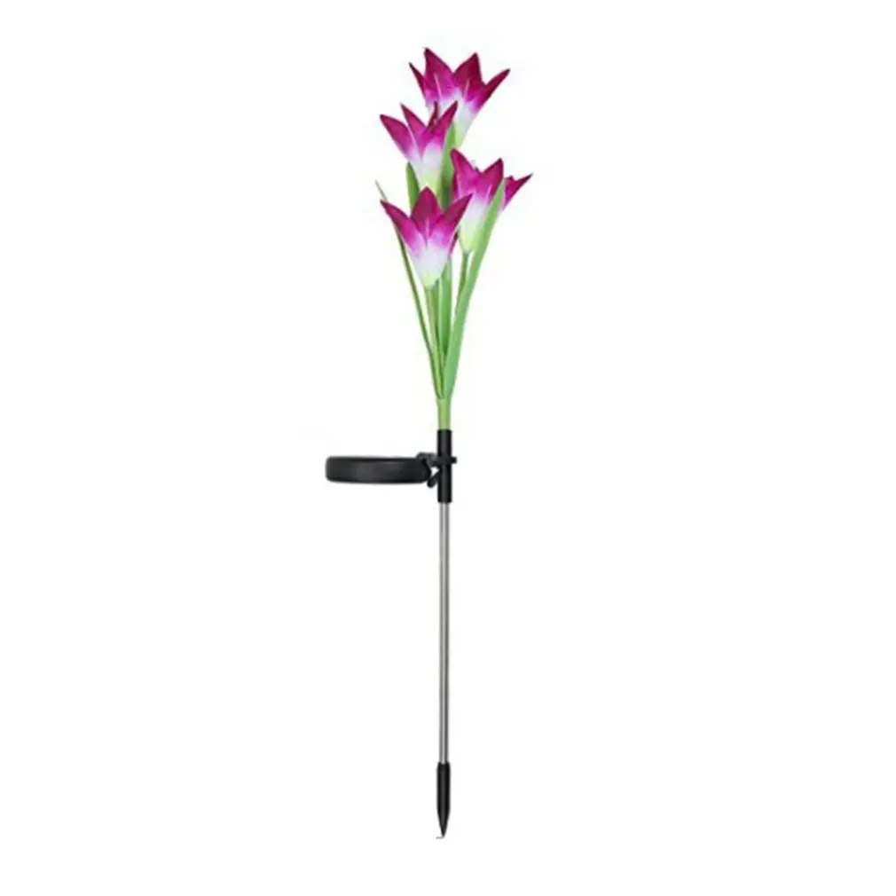 purple Colorful Solar Lily Lantern Led Artificial Lantern Outdoor Decoration Lawn Lights Plug Light Garden Lantern White+ Purple - Испускаемый цвет: purple