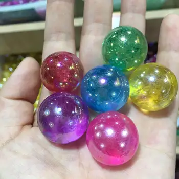 

Mixing Natural rainbow crystal ball crystal ball aura electroplating quartz sphere mineral healing 6pcs