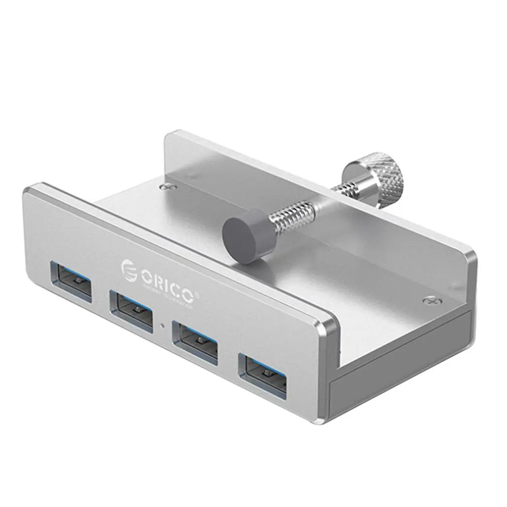 ORICO New MH4PU Aluminum 4 Ports USB 3.0 Clip-type HUB For Desktop Laptop Clip Range 10-32mm With 100cm Date Cable- Silver