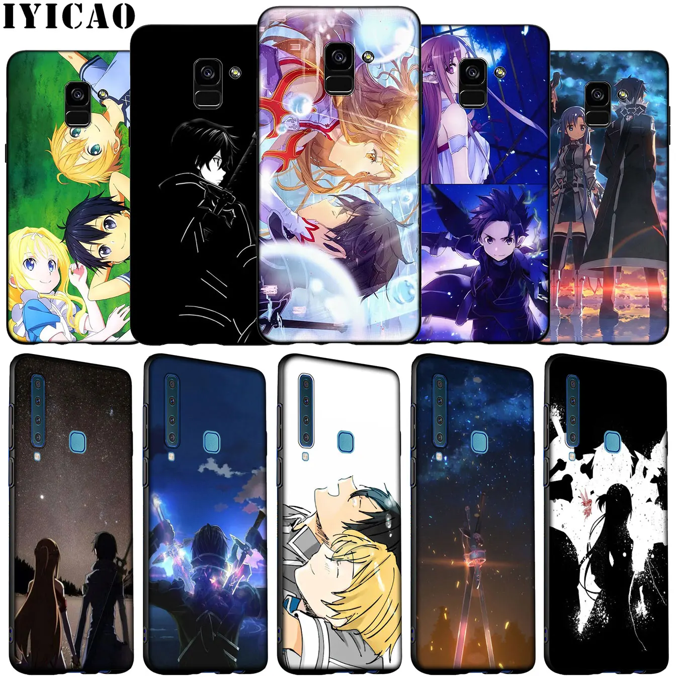 IYICAO Sword art online Kirito Soft Silicone Phone Case for Samsung Galaxy A6 A9 A8 A7 2018 A3 A5 Note 9 8 10 Plus 20 Ultra | Мобильные