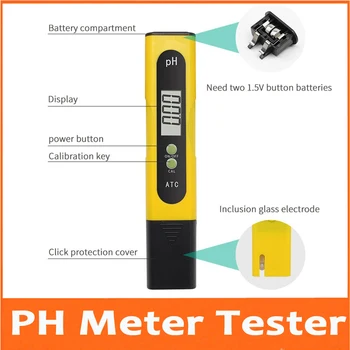 

High Accuracy 0.01 LCD Digital PH Meter Tester for Water Food Aquarium Pool Hydroponics Pocket Size PH Tester Large LCD Display
