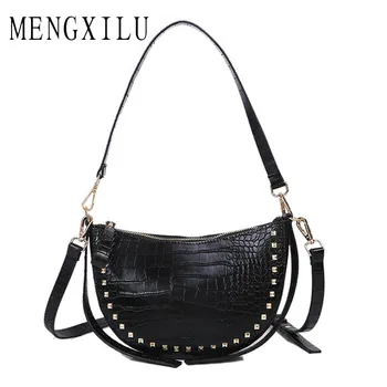 

Vintage Crocodile Pattern Women Shoulder Bags 2020 Retro Female PU Leather Bags Quality Solid Ladies Small Messenger Handbag