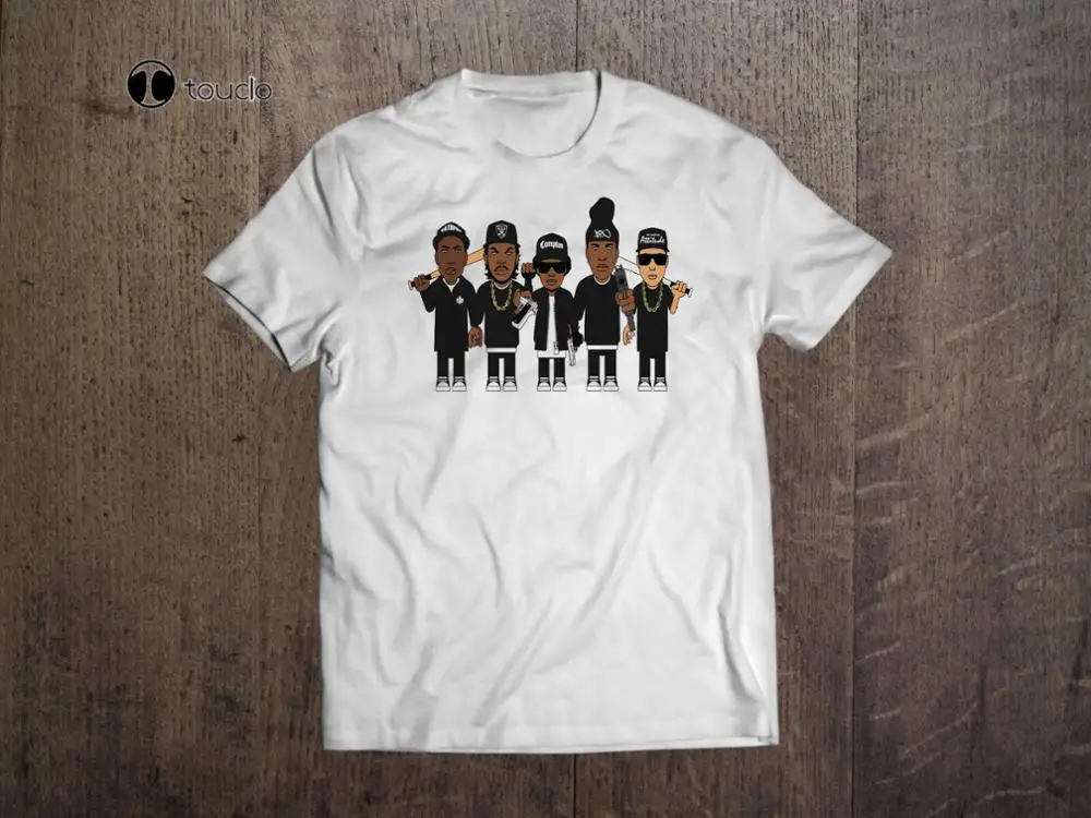 Nwa T-Shirt Bianca Da Uomo Hip-Hop Straight Out Compton Tee Shirt Ice Cube Dr. Dre