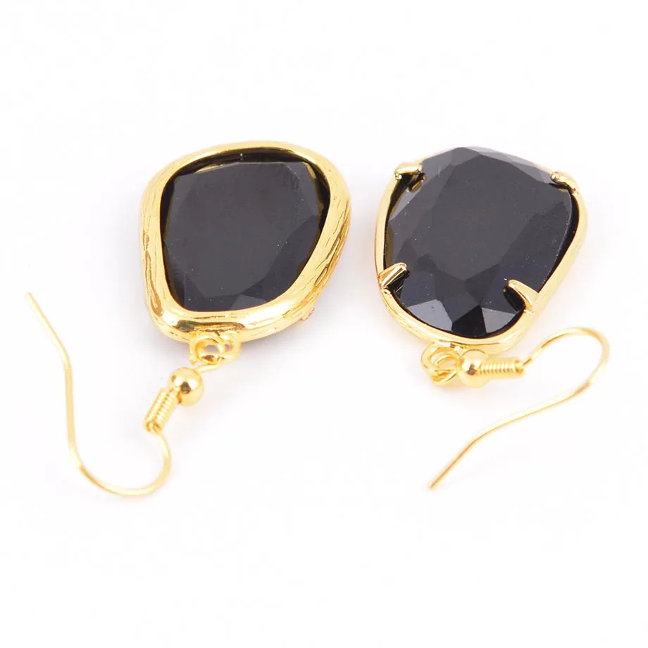 Natural Stone Dangle Earrings Gold Color Hook Crystal Tiger Eye Black Onyx Lapis Lazuli for Women Ear drop Luxury Jewelry R249 | Украшения