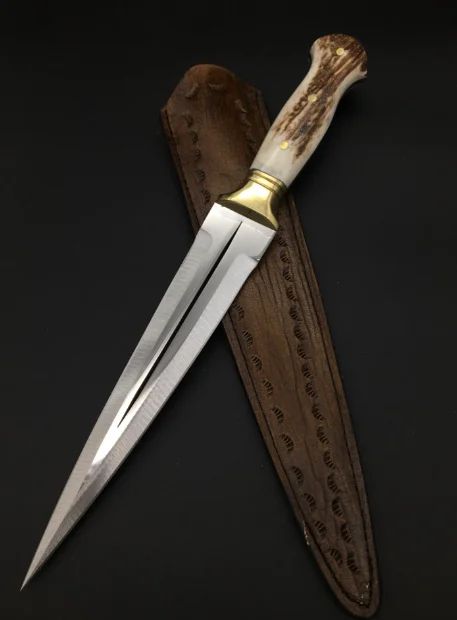 Ручной работы оленя двойной рот Кемпинг Ножи с кожаным чехлом подарок мачете бритв Катана выживания Ножи Охотничьи ножи KNB BB123|Ножи| | АлиЭкспресс