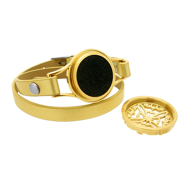 ZP-BS610-3 Diffuser Leather Locket Bracelet