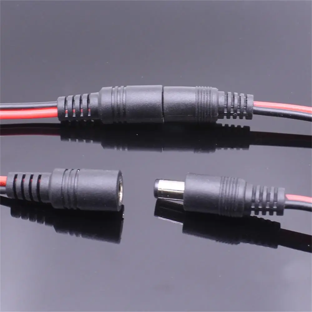 Connector Adapter 18 AWG 28cm Male Female jack cable adapter plug power supply 5.5 * 2.1mm 12V DC Connectors Set For LED Strip Light CCTV Camera