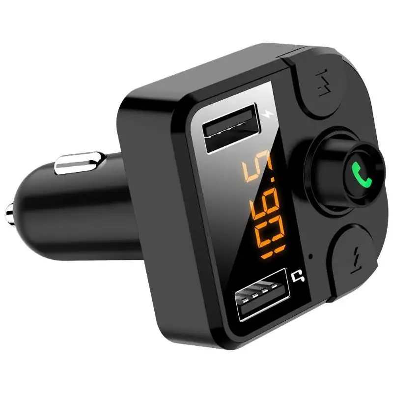 BT36B автомобильное USB зарядное устройство Bluetooth 5,0 оранжевый светодиодный экран устранение шума Функция MP3-плеер Hands-free автомобильный комплект fm-передатчик