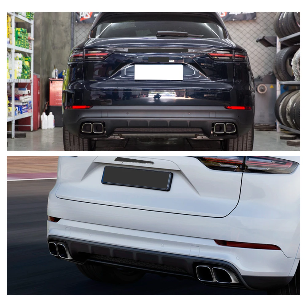 Автомобильная выхлопная труба для Porsche Cayenne 9YA из нержавеющей стали, выходное сопло, конец одной смены, два глушителя, хвостовая труба, квадратная труба трубопровода