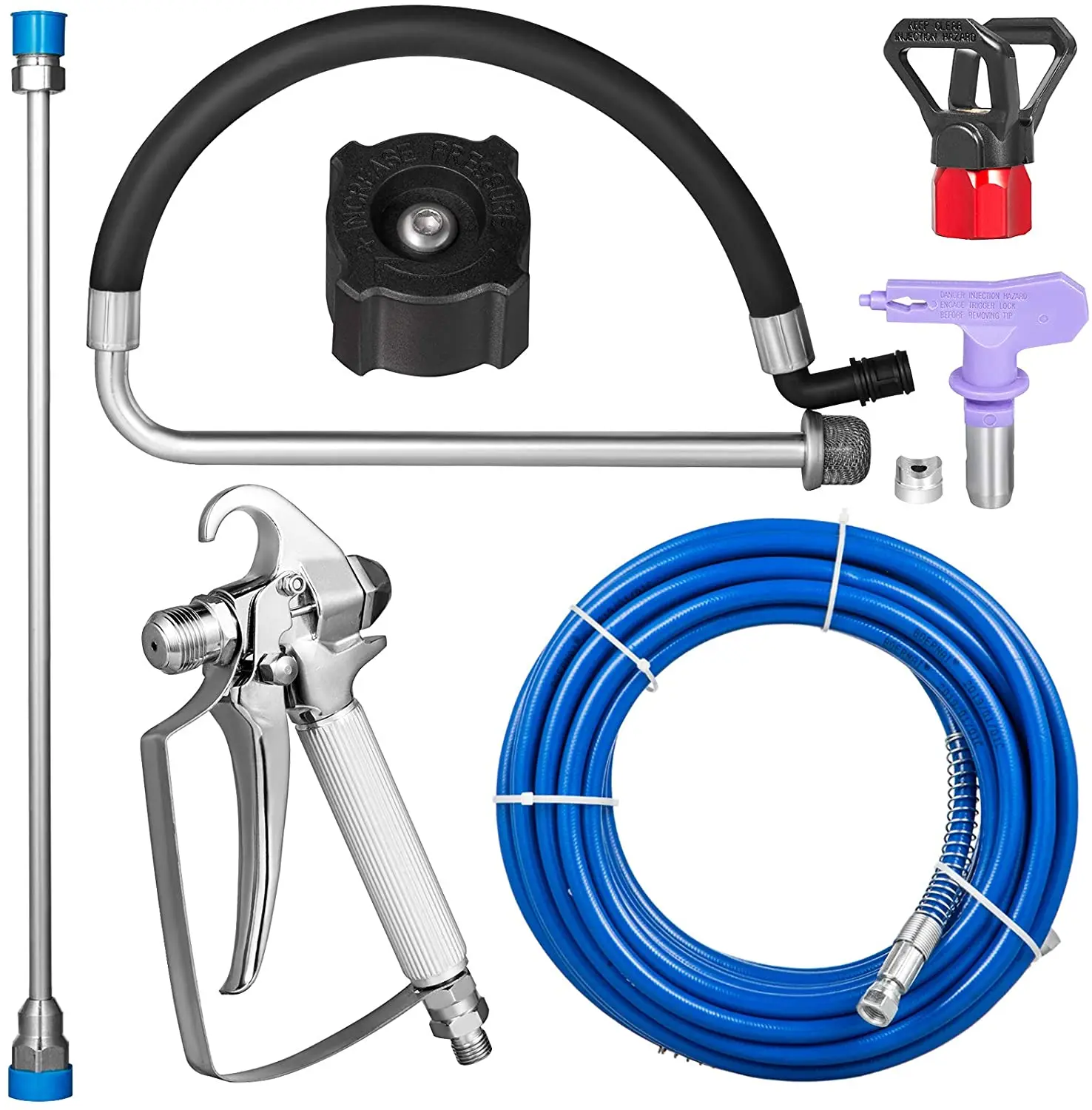 220V High Pressure Airless Spray Paint Gun Sprayer Spraying Machine 1500W Wall with 15m high Pressure Pipe