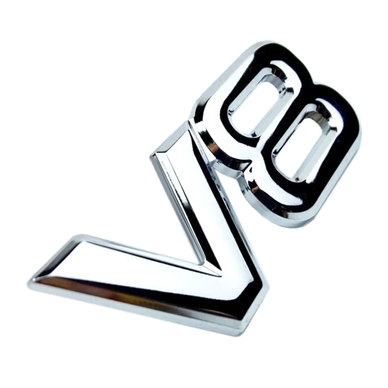 Авто металлический сплав 3D V8 логотип двигатель смещение багажник задний автомобильный значок наклейка хром V8 боковая эмблема на крыло наклейка для автомобиля