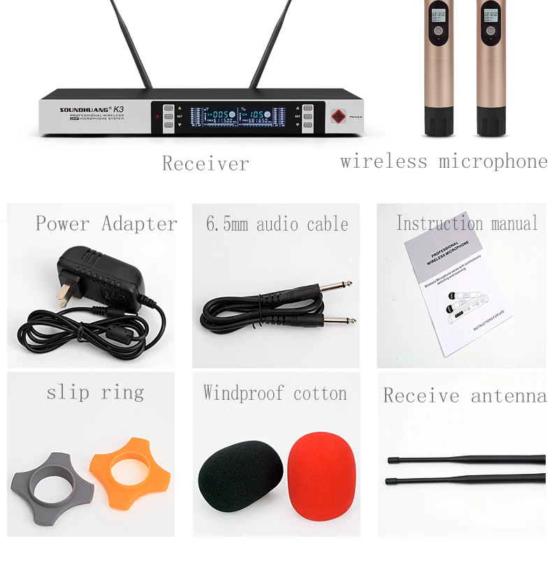 Soundhuang K3 микрофон sans fil UHF rеglable для системы караоке