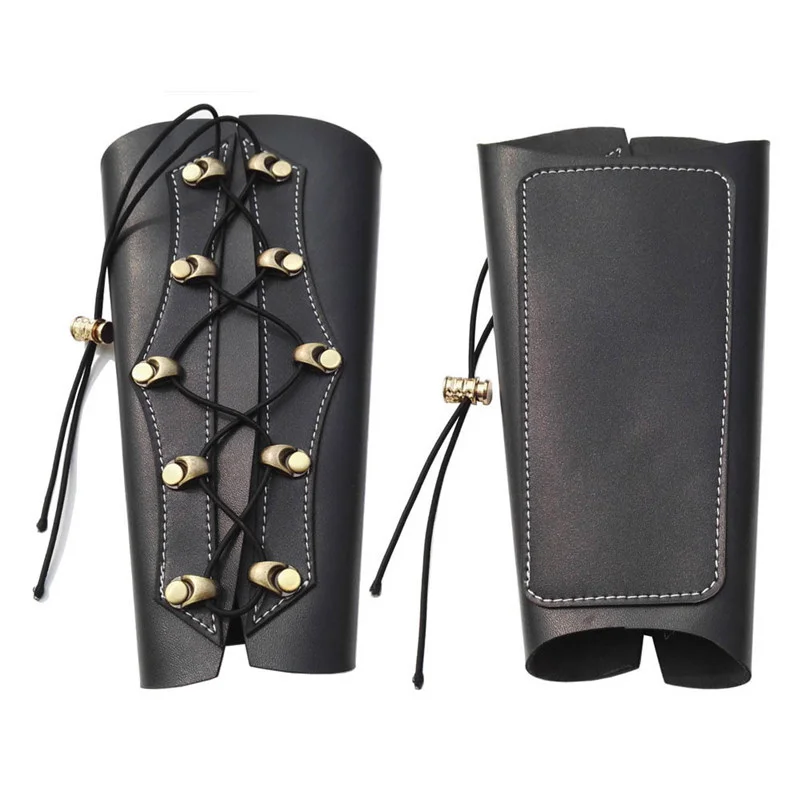Black PU Leather Archery Bow Target Arm Guard Forearm Armband Protector