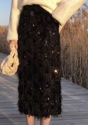 black skirt Женский осенне-зимний белый бархатный свитер с v-образным вырезом, Женские уютные пуловеры с длинным рукавом, свободный элегантный джемпер, одноцветная верхняя одежда - Цвет: black skirt
