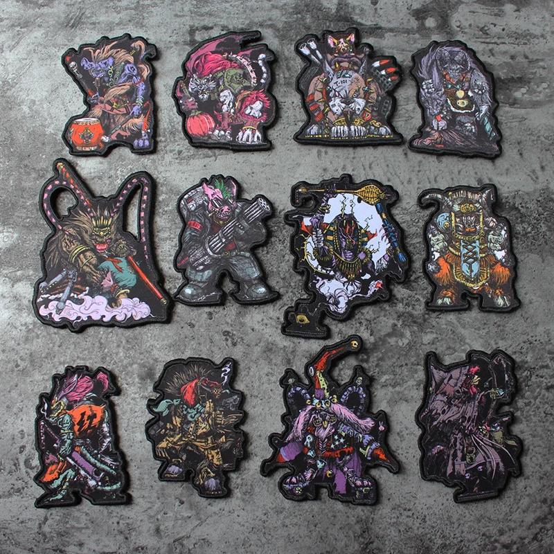 

Chinese Elements Retro Tactics 12 Zodiac Patches Magic Stickers Thermal Transfer Animals Badge For Clothes DIY Morale Armband
