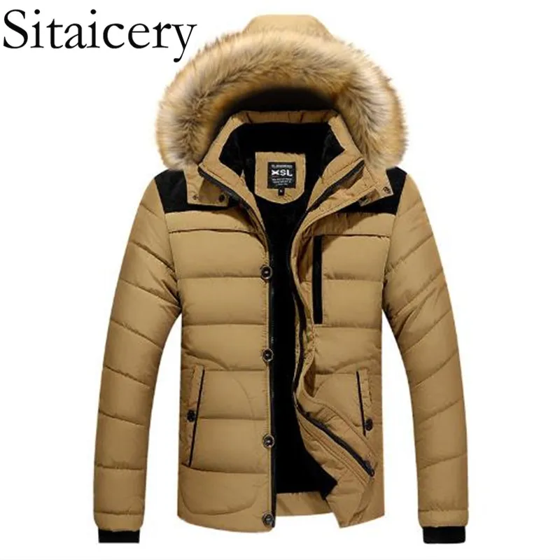 Sitaicery, толстые зимние куртки, мужские пальто, мужские парки, Повседневная плотная верхняя одежда, флисовые куртки с капюшоном, теплые пальто, мужская одежда