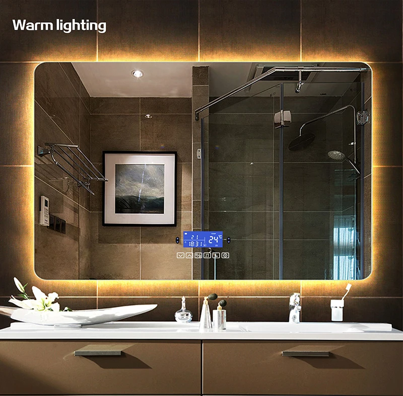 Rectangle Bluetooth Smart Bathroom Makeup Mirror With LED Light