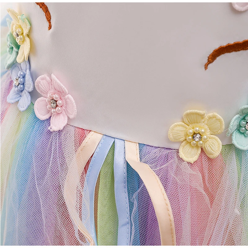 Baby Girls Unicorn Tutu Dress Pastel Rainbow Princess Girls Birthday Party Dress Children Kids Halloween Unicorn Perform Costume girls dress princess costume kids clothes children dance suit