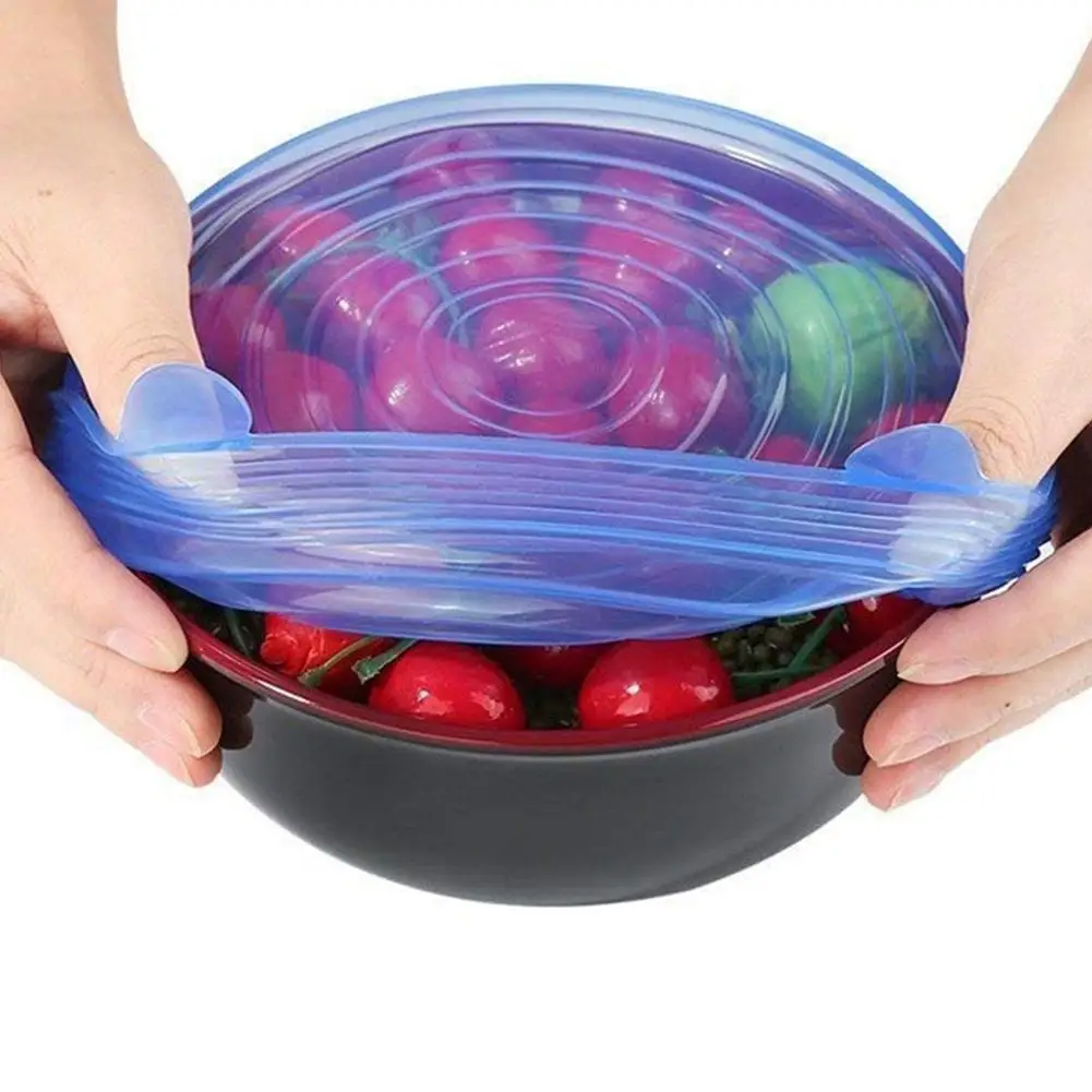 6 шт силиконовый стрейч крышка всасывания многоразовый герметичный горшок Сковорода еда чаша расширяемый чехол