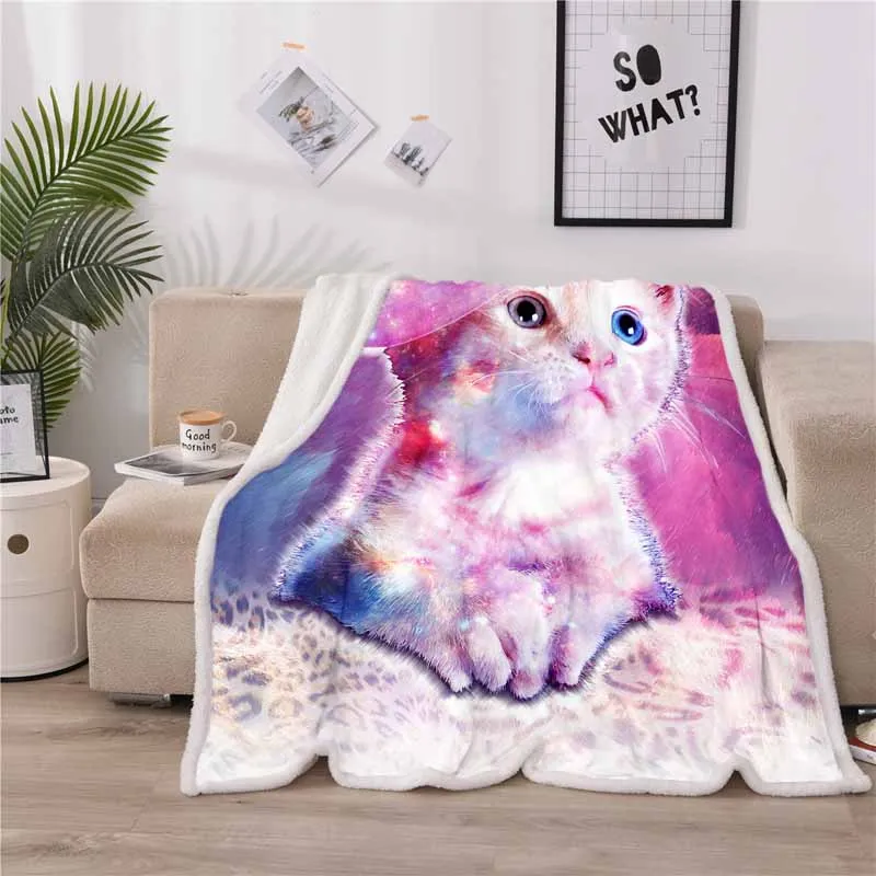 3D Животные психоделический Кот ягненок бархатное одеяло для детей взрослых коралловый флис кровать одеяло зимнее покрывало теплый диван плед