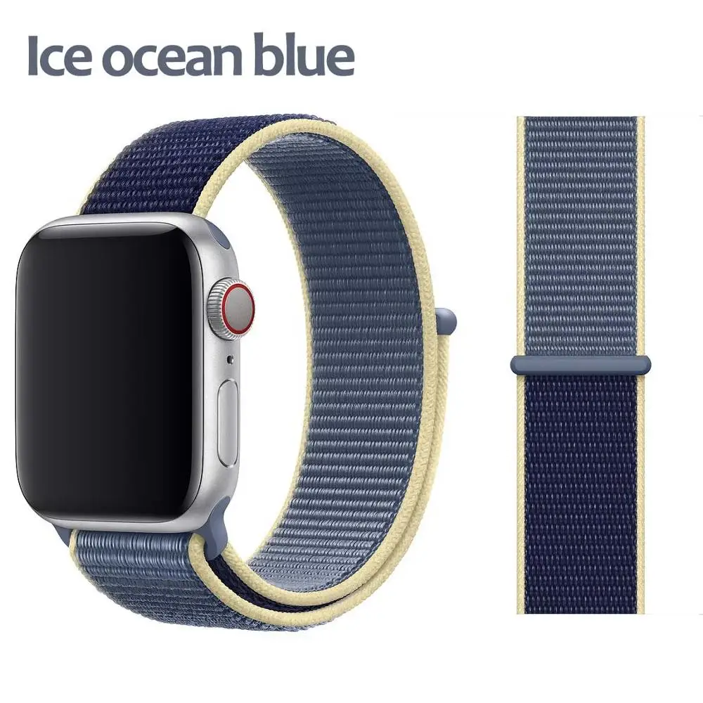 Ice ocean blue Дышащая повязка для apple Watch Series 4 3/2/1 полосы 38 мм 42 мм нейлоновая мягкая сменная Спортивная петля для iwatch 4 3 2 1 40 мм 44 мм - Цвет ремешка: Ice ocean blue