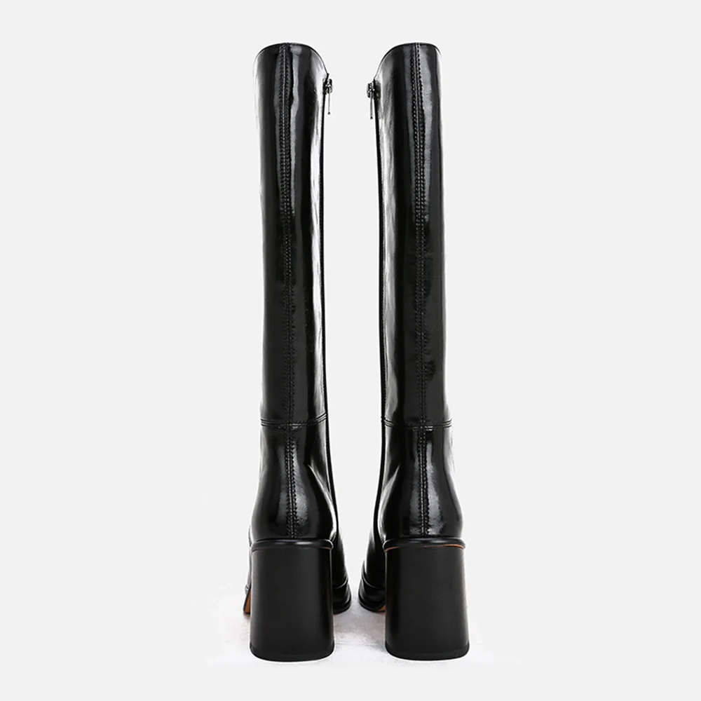 

MUMANI Woman‘s Knee-High Boots 2021 New Knee-High Genuine leather Square Toe Square heel Modern Boots