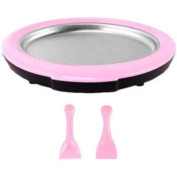 

Rolled Ice Cream Maker - Instant Ice Cream Maker Pan with 2 Spatulas, Round Sweet Spot Ice Cream Maker for Kids Pink