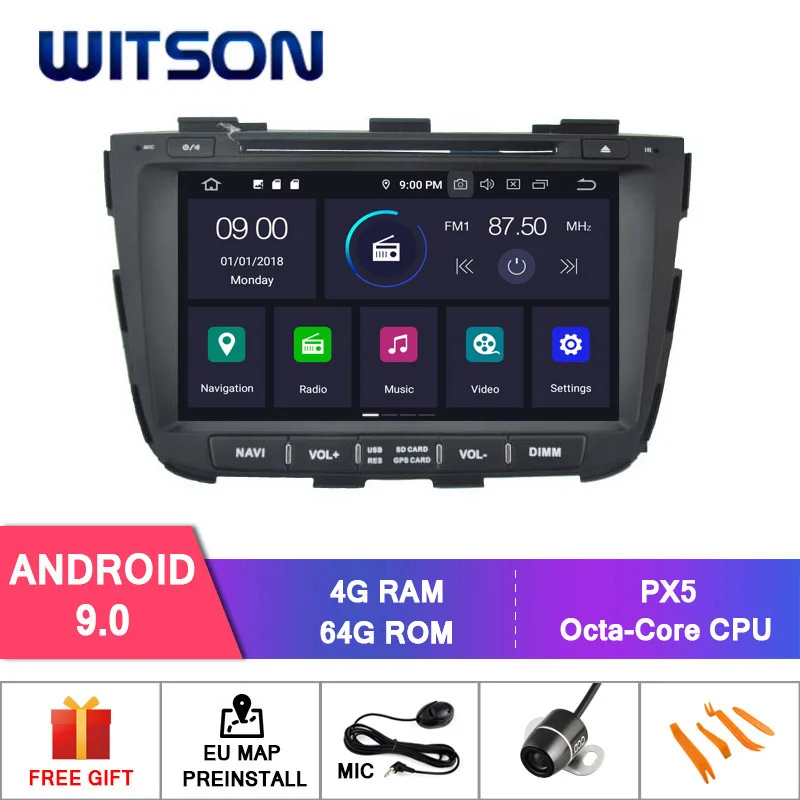 WITSON Android 9,0 Восьмиядерный PX5 автомобильный dvd-плеер для KIA SORENTO 2013 4 Гб ОЗУ 64 Гб ПЗУ Автомобильный gps навигатор - Цвет: PX5 64GB ROM