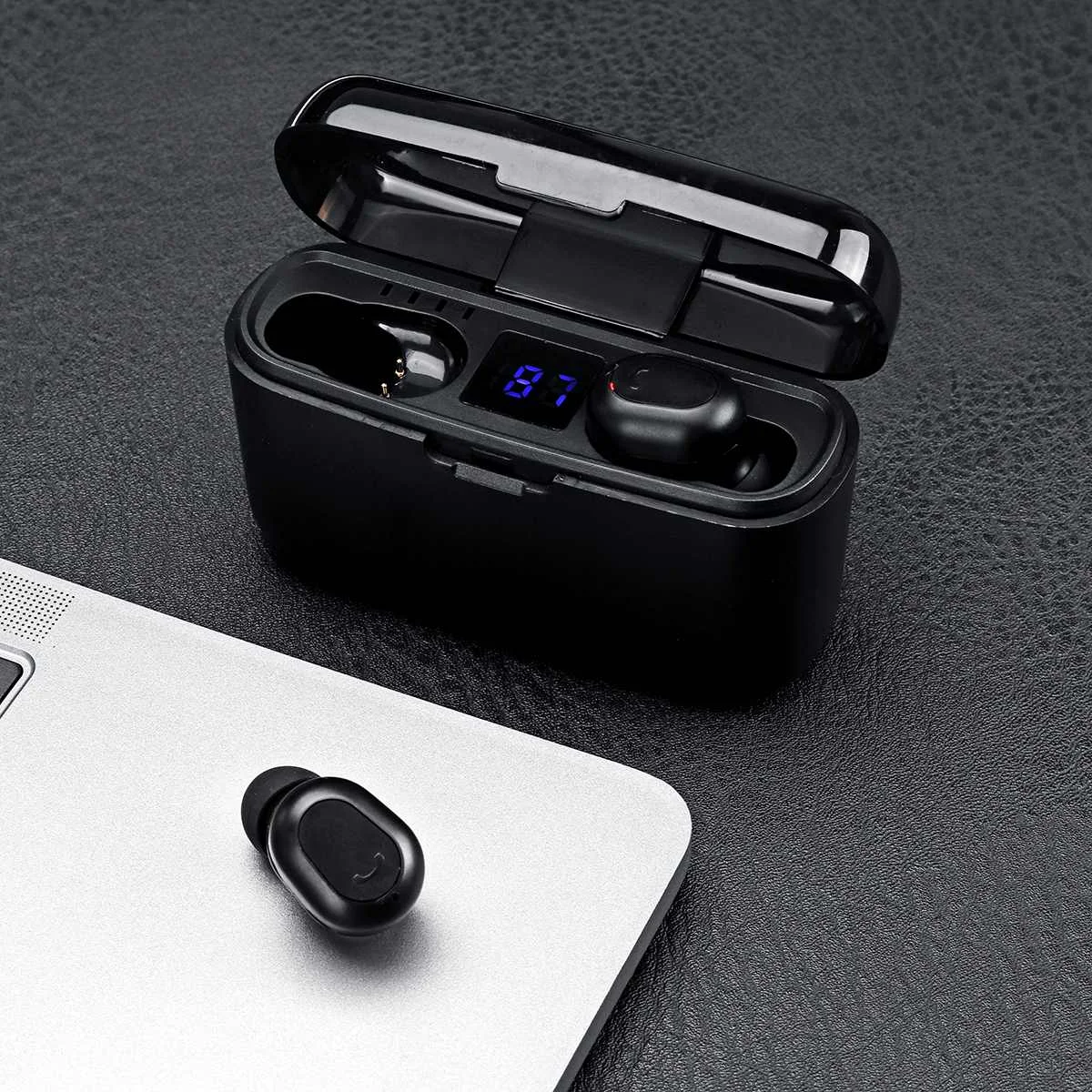 TWS Mini Wireless bluetooth Earphone LED Display Waterproof Auto Pair Headset with 2000mAh Power Bank Phone Holder
