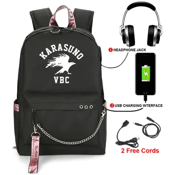 

Anime Haikyuu Backpack High Quality backpacks teenagers Girls Student School Bags USB multifunction travel Bag Laptop Mochilas