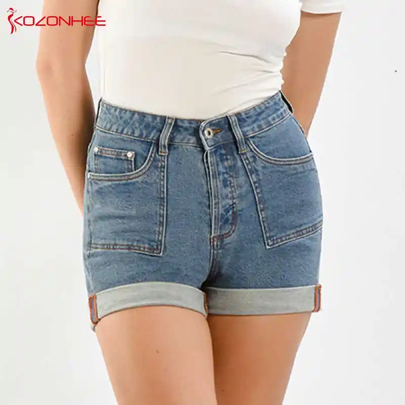 Plus size stretch denim shorts Clearance