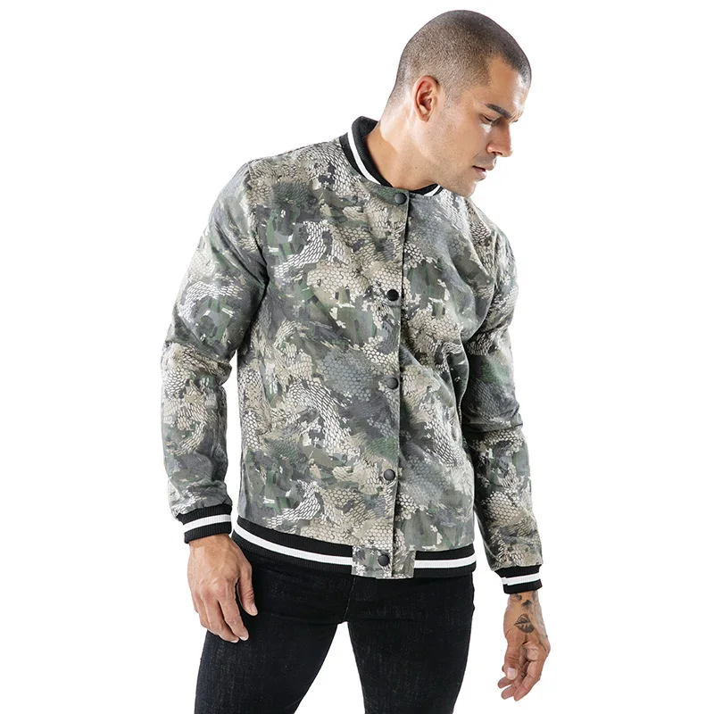 

Jacket Men's 2018 Autumn And Winter Snakeskin Screw Type Stand Collar Printed Fashion Design Men's Stand Collar Jacket J21