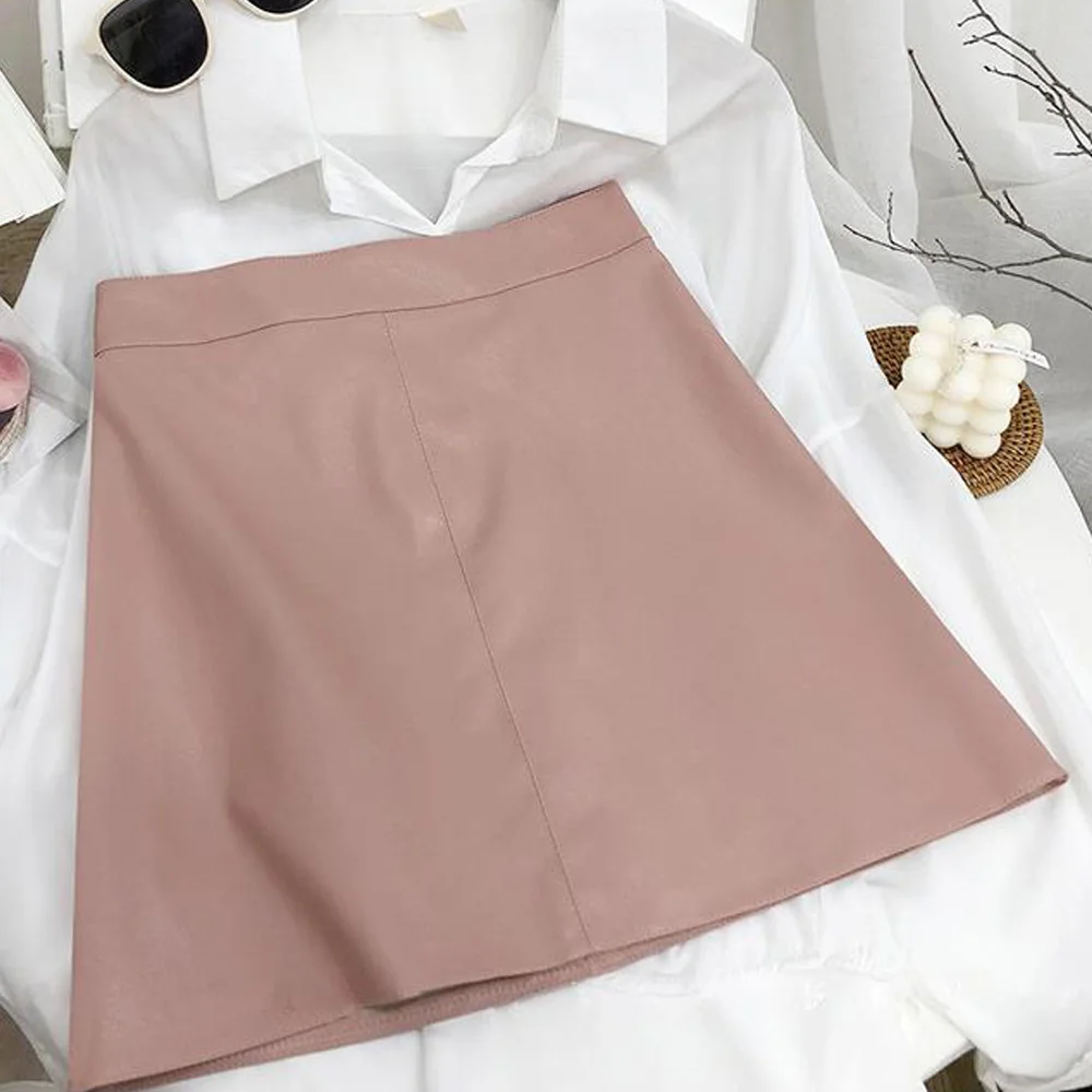 Женские юбки длиной выше колена Мини дамские туфли из Pu искусственной кожи для