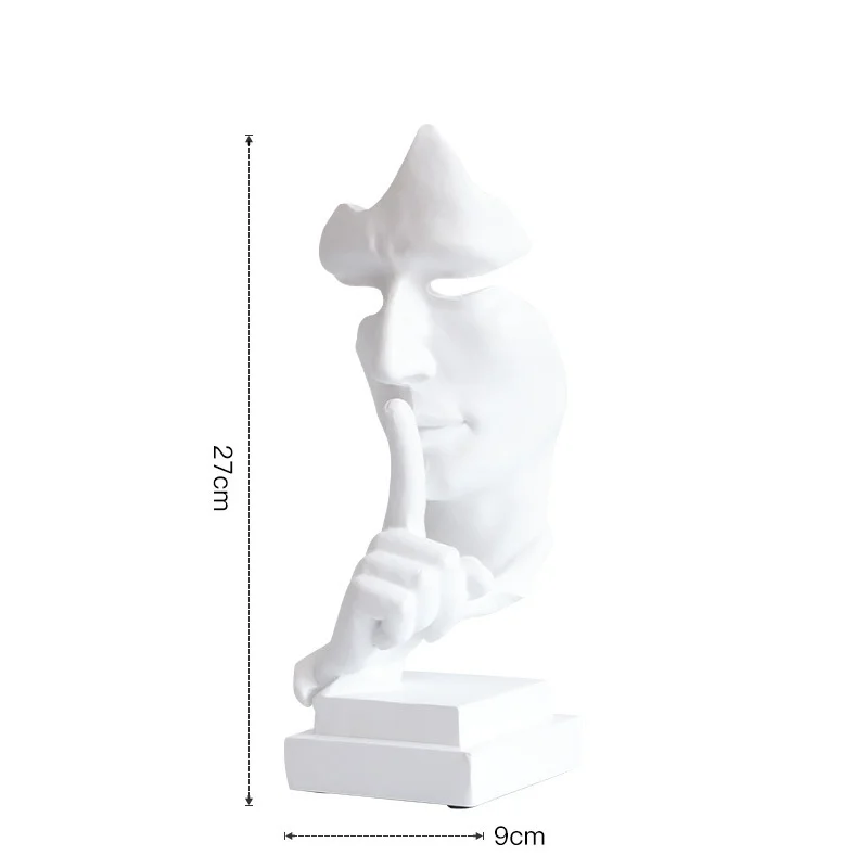 27cm Silence is Golden Face Statue Decor Shop Direct