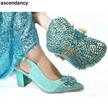 

Latest Nigerian Shoes and Matching Bags Set with Rhinestone Fashion Shoes 2020 Women Shoes Shoes and Bags To Match for Weeding