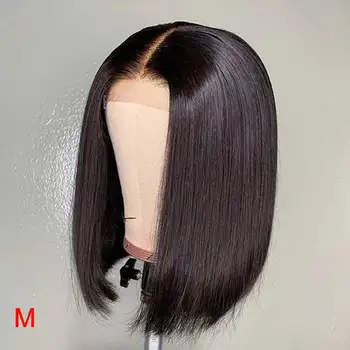 

Short Indian Straight HD Transparent Invisible Lace Front Human Hair Bob Wigs Pre Plucked With Baby Hair For Black women Remy