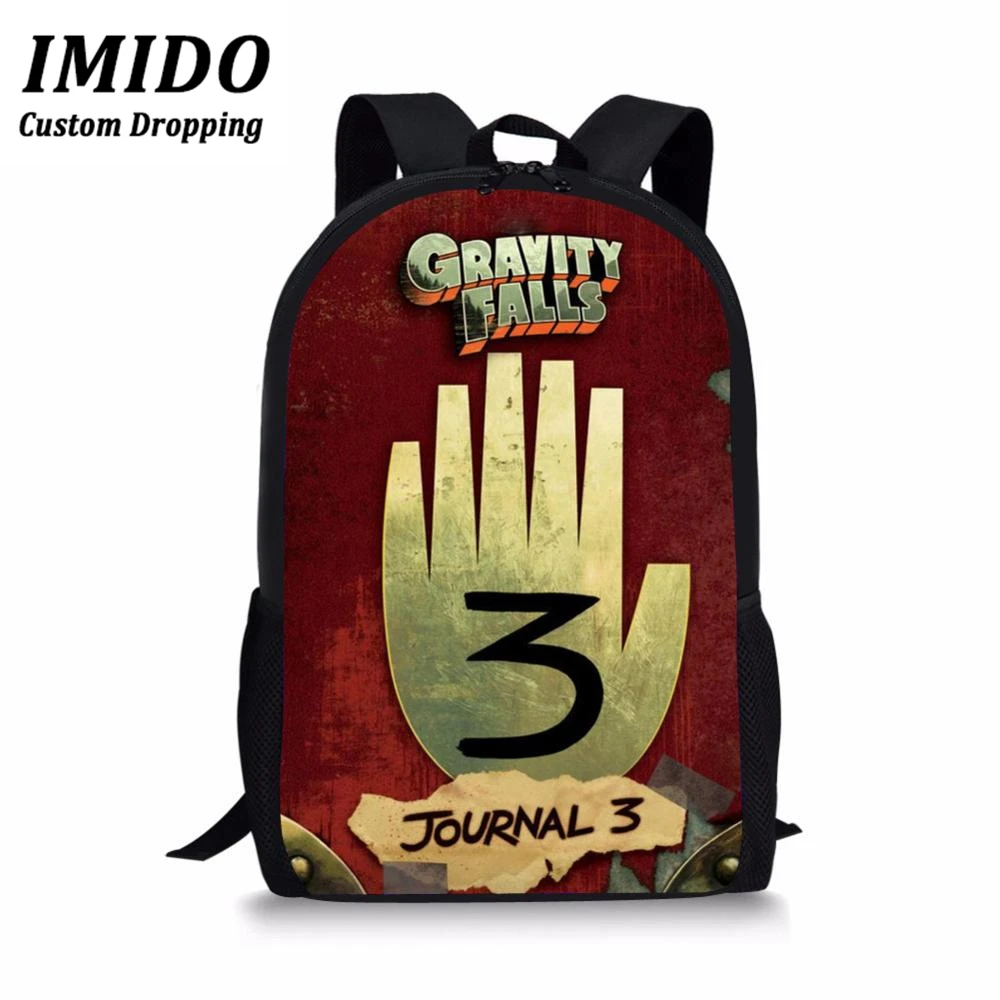 IMIDO Gravity falks Back pack для подростков, Детские рюкзаки с популярными рисунками, детские школьные сумки для мальчиков и девочек на заказ, Mochila Mujer - Цвет: WLL4675