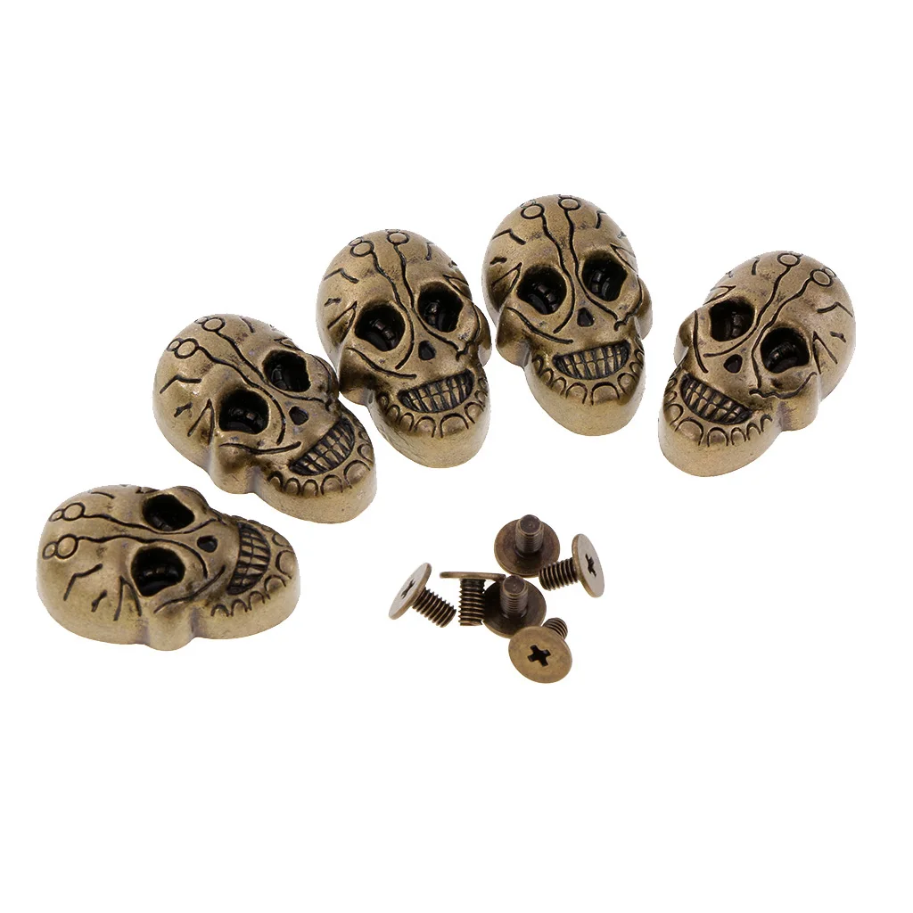 5 Sets 21x15mm Screwback Goth Skull Head Stud Spike Belt Bag Leathercraft Clothes Rivets fit Pet Collar Garment Shoes