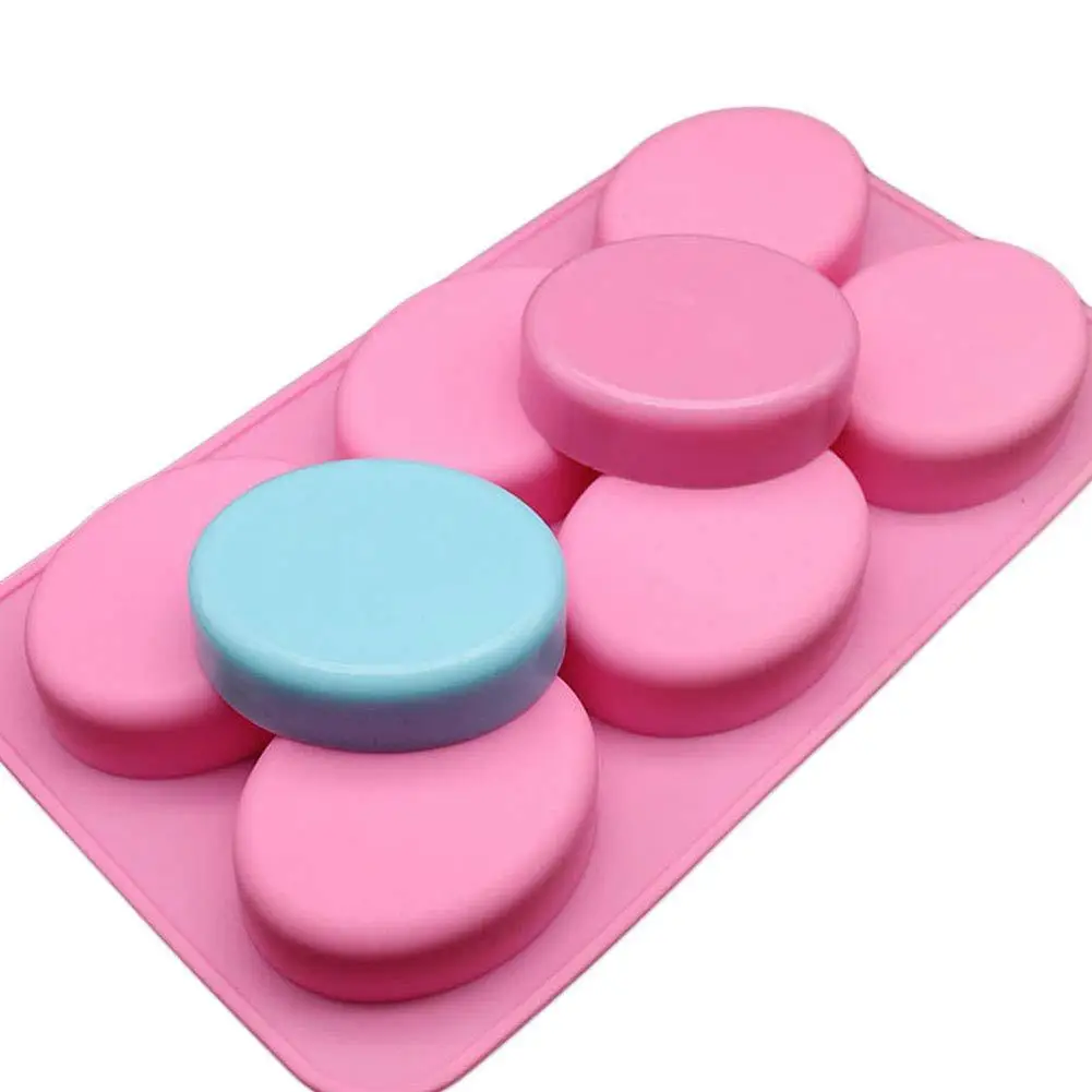 6-Hole DIY Baking Mold Large Ellipse Silicone Mold for Handmade Soap Cake Making Ice Cube Mould
