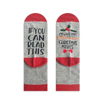 

2020 Funny New Christmas Socks IF YOU CAN READ THIS I'M WATCHING CHRISTMAS MOVIES Letter Socks Men Autumn Winter Short Socks