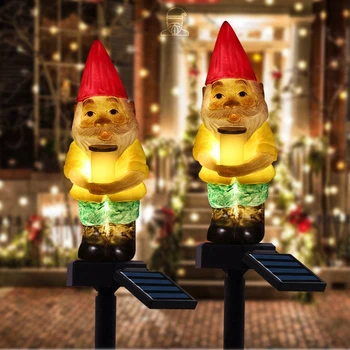 

2Pcs Solar Garden Led Light Waterproof Christmas Lights Resin Santa Claus Festival Decoration Solar Insertion Light