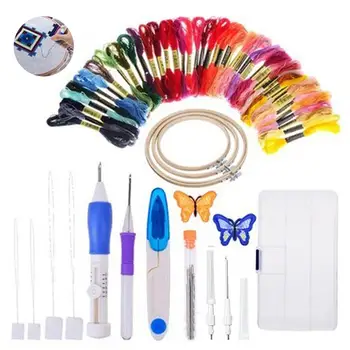 

74PCS Embroidery Stitching Punch Needle Craft Tool Kit Multi-color Magic Embroidery Pen Sewing Set For Friends Moms Grandmother