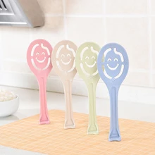 4 цвета креативный смайлик пустотелая ложка из пшеничной соломы домашняя кухня поставка небольшой антипригарный рис легко чистить рисовое весло Прямая поставка